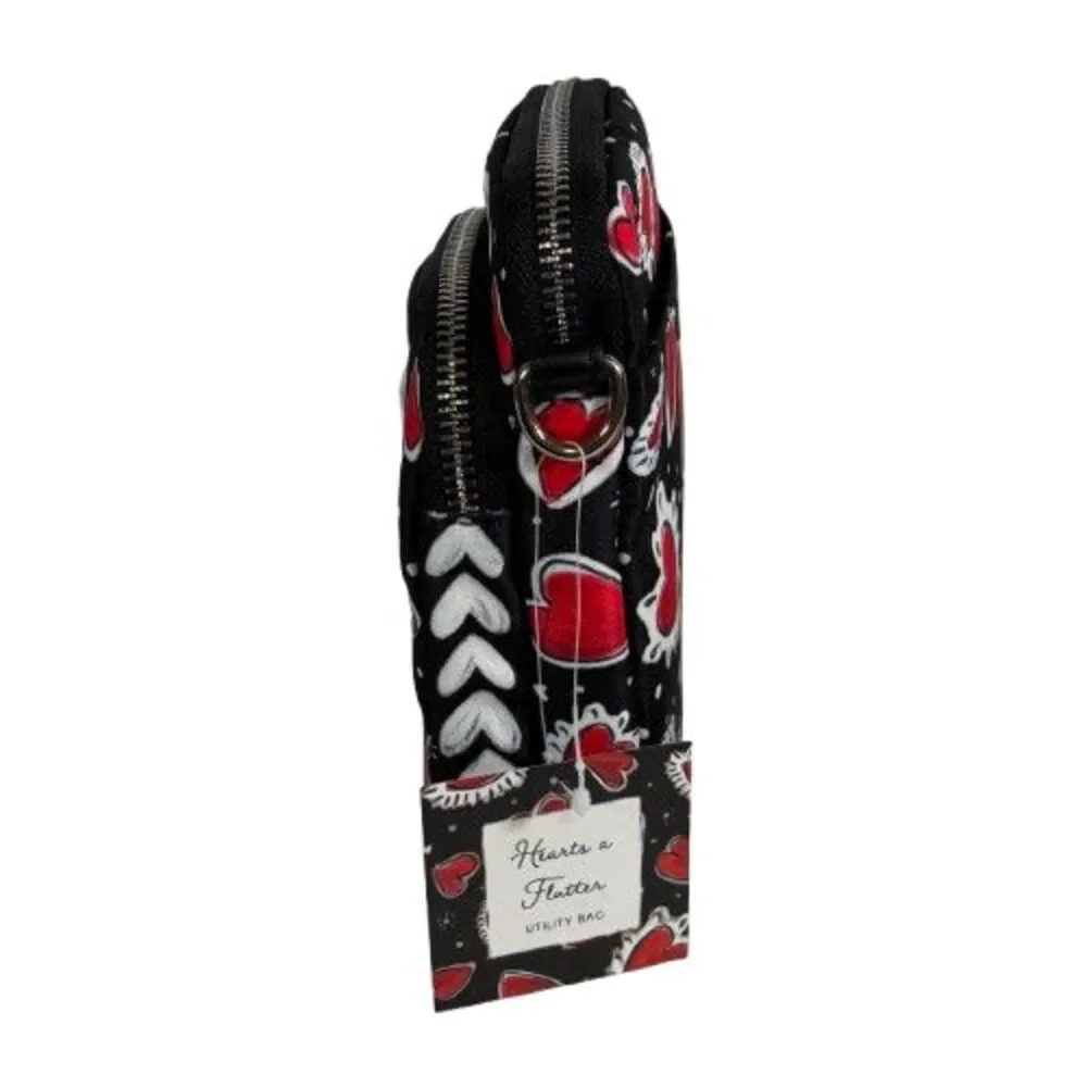 New Brighton Love Hearts A Flutter Utility Crossbody Bag Purse Organizer MRP $88